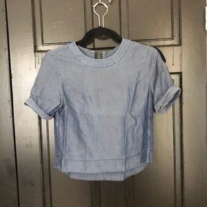 Blue semi crop top